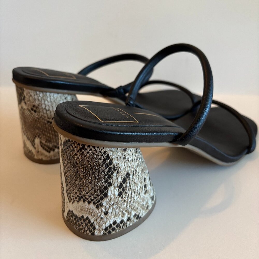 Dolce Vita Black Strappy Sandals | Snakeskin Block Heel | Size 11 - Picture 2 of 8